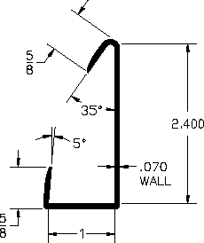 Dimensioned cross-section diagram of a Patwin cap and panel edge profile.