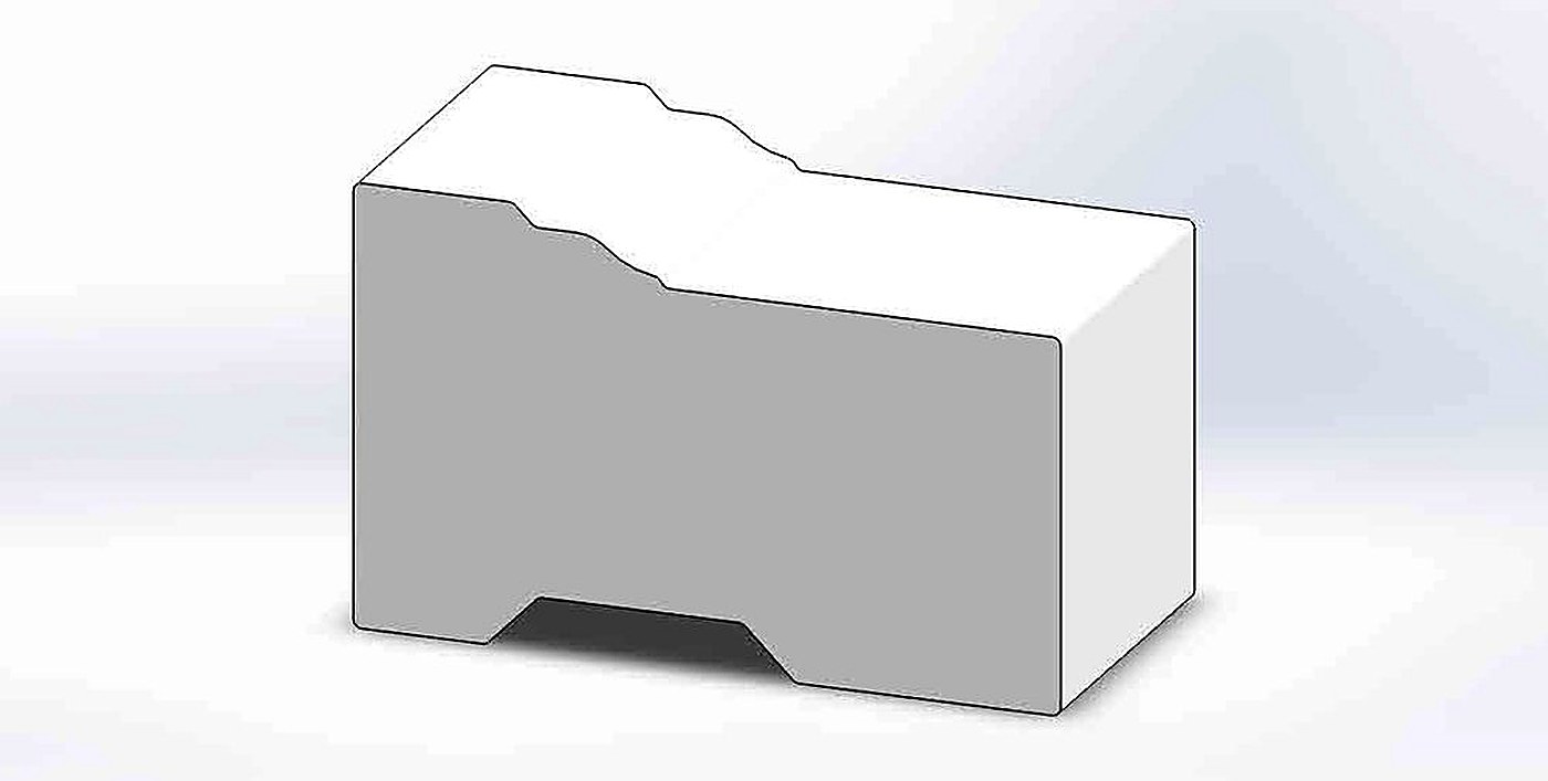 Rendered cross-section of a Patwin cellular PVC brick mold profile.
